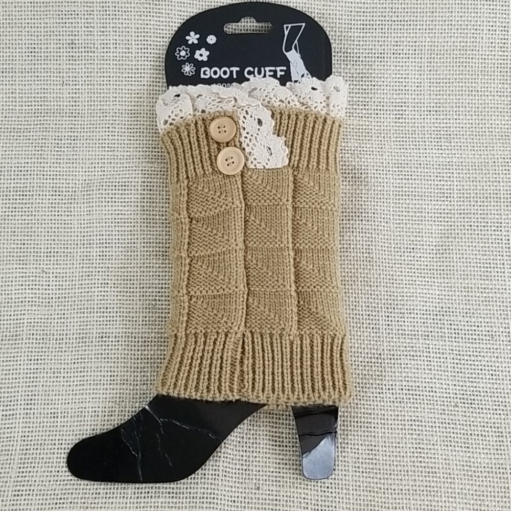 Knit Boot Cuffs with Lace and Buttons